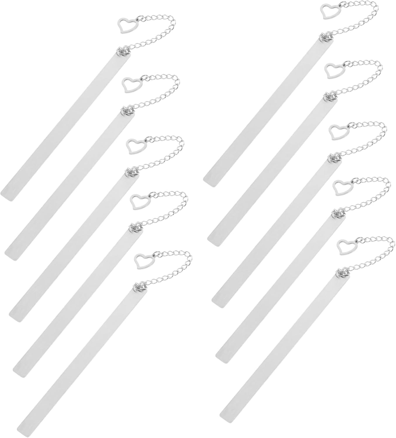 10pcs Heart Shaped Stainless Steel Bookmarks for Women and Cute Metal Book Markers with Decorative Chains Ideal for Book Lovers and Readers 10pcs Heart Shaped Stainless Steel Bookmarks for Women and Cute Metal Book Markers with Decorative Chains Ideal for Book Lovers and Readers
