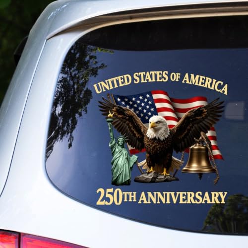 Image of 2pcs 250th Anniversary USA Car Sticker 1776-2026 Patriotic Eagle | Vinyl Decals for Vehicles One Nation Under God Patriotic Stickers USA 250th Anniversary Decorations for Trucks 10 inch