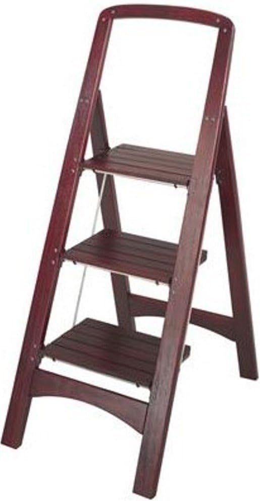 Cosco Three Step Rockford Wood Step Stool, Mahogany