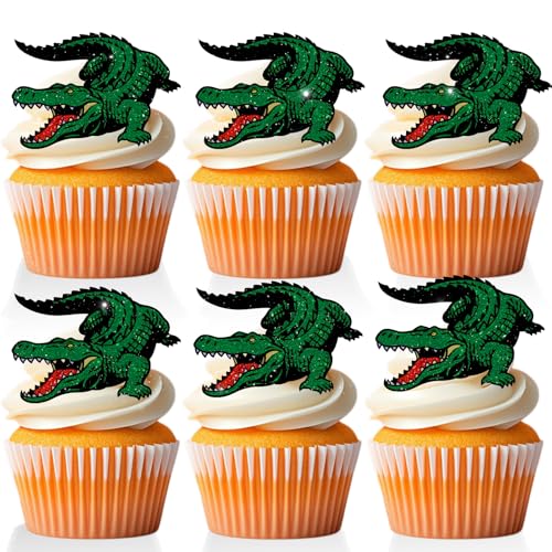 18 PCS Alligator Cupcake Toppers for Boys Girls Jungle Animals Cr...