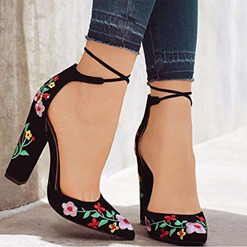 Hee grand Women's Heels Closed Toe Ankle Strap Chunky Block High Heel Sandals Dress Evening Party Platform Pump Shoes3