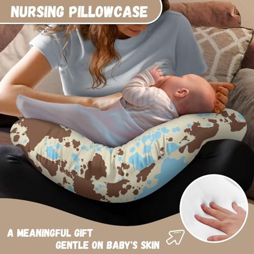 Image of Blue Cow Baby Nursing Pillow Cover for Breastfeeding Moms, Easy to Clean Breathable Neutral Breastfeeding Pillow Cover for Bottle Feeding