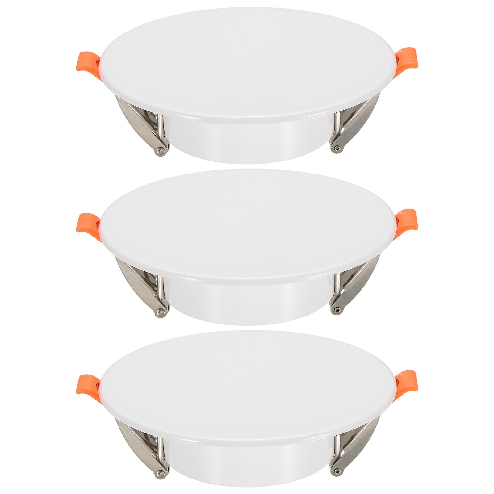 sourcing map 3Pcs 135mm/5.3" Round Ceiling Cover Plate, LED Downlight Hole Trim Wall Hole Spring Mount Decorative Flat Cap Access Panel for 3.3-4.9 Inch Ceiling or Wall Openings, Matte White