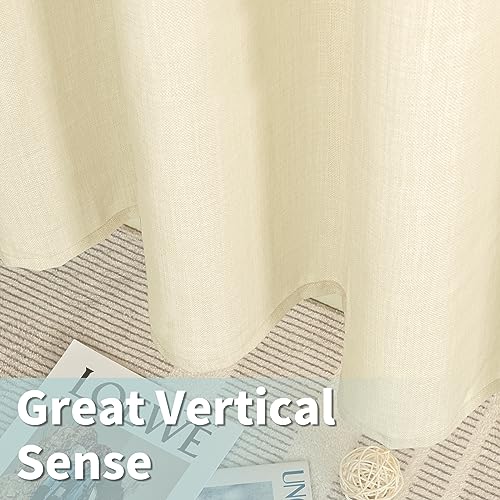 Image of LAMIT Linen Curtains 54 Inch for Bedroom, Grommet Thick Linen Textured Sheer Curtains Light Filtering Privacy Window Drapes for Living Room, Panels, 52 x 54 Inch, Light Beige