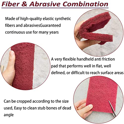 Tonmp 10 Pack 6" X 9" 400 Grit General Purpose Scuff Pads For Scuffing, Scouring, Sanding, Paint Primer Prep Adhesion Scratch - Surface Preparation Automotive Car Auto Body Woodworking (Red) #TOP2