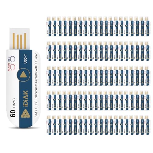 U60T 100 Pack USB Temperature Data Logger Single Use Temp Recorder with PDF and Excel Recording Thermometer 14400 Points High Accuracy 60 Days Cold Chain Transportation Fresh Tag
