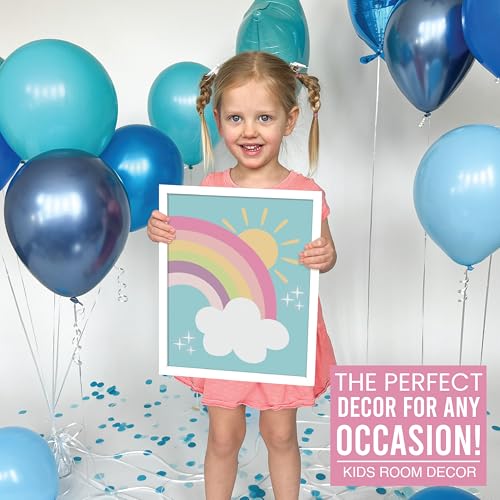 Image of Hadley Designs 6 Colorful Girls Room Wall Art - Mermaid Girls Room Decor for Bedroom, Aesthetic Nursery or Teen Bedroom Art, Unframed Cute Rainbow & Unicorn Posters for Kids' Space, Made in USA