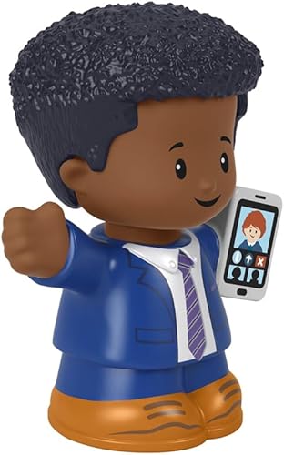 Miniatura 4 de Fisher-Price - Figura de Little People - GWV14  Hombre de negocios afroamericano que lleva traje y tableta de transporte de corbata, funciona muy