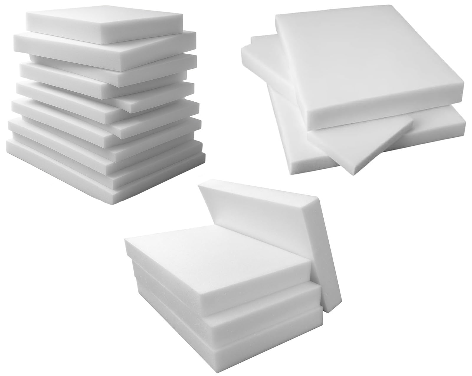 High Density White Firm Foam Sheet For Upholstery Cushions Cut to Any Size for All type of Foam Cushioning Bench, Stool, Window Seat Pads, Sofa, Dinning Chair Pads Replacement Pet Bed (20” x 20” x 3”)