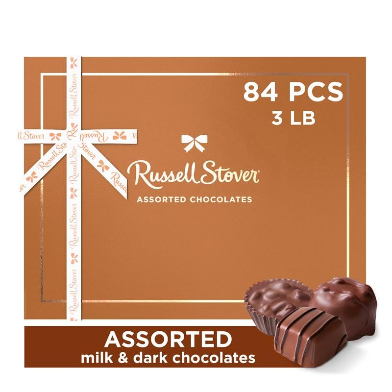 NEW - RUSSELL STOVER Assorted Milk & Dark Chocolate Gift Box, 48 oz. (≈ 84 pieces)