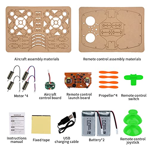 Diy Mini Wooden Drone RC Quadcopter Building Kits for Kids or Beginner,School Educational Science Kits Remote Control for Boys and Girls and Teens(Ages 5-7, 5-9, 8-12, 10+) gkfescc XYQ-2 - Image 7