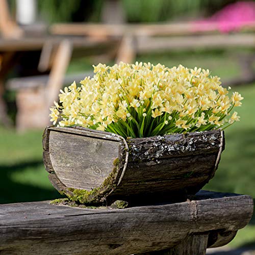 Urstoud 6 Bundles Artificial Daffodils Flowers, Fake Artificial Greenery Uv Resistant No Fade Faux Plastic Plants For Wedding Bridle Bouquet Outdoor Home Garden Kitchen Office Table Vase (Yellow) #TOP2