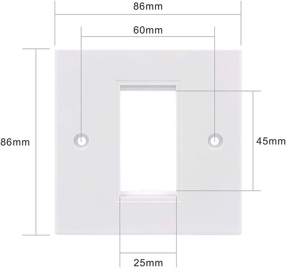 VCE RJ45 Socket Cat6 Network Single Port Flat Face Wall Plate 2 Sets