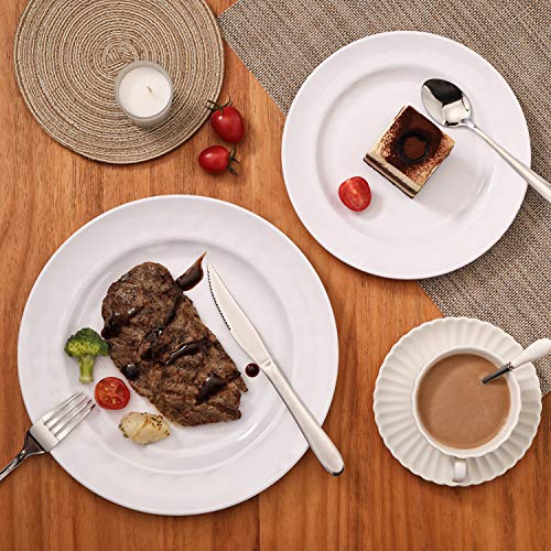 TP 18-Piece Dinnerware Set, Melamine Dishes Set with Bowls and Plates, Service for 6, Non-breakable Lightweight Dining Tableware, White - Image 3