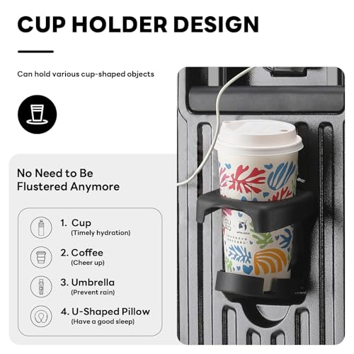 4-Piece Hardside Luggage Set with Cup Holder & USB Charging Port, TSA Lock, 360° Spinner Wheels, Durable Travel Suitcase Set for Family Trips, Unisex4