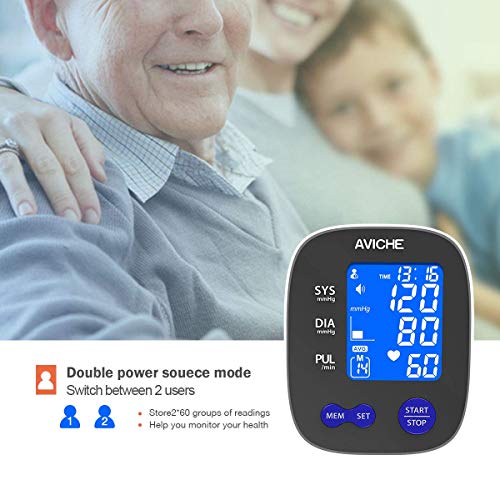 Aviche Automatic Digital Arm Blood Pressure Monitor | Large Backlight Lcd Display | Talking Pulse Rate 22-42Cm Bp Cuff Machine | Include Plug #TOP6