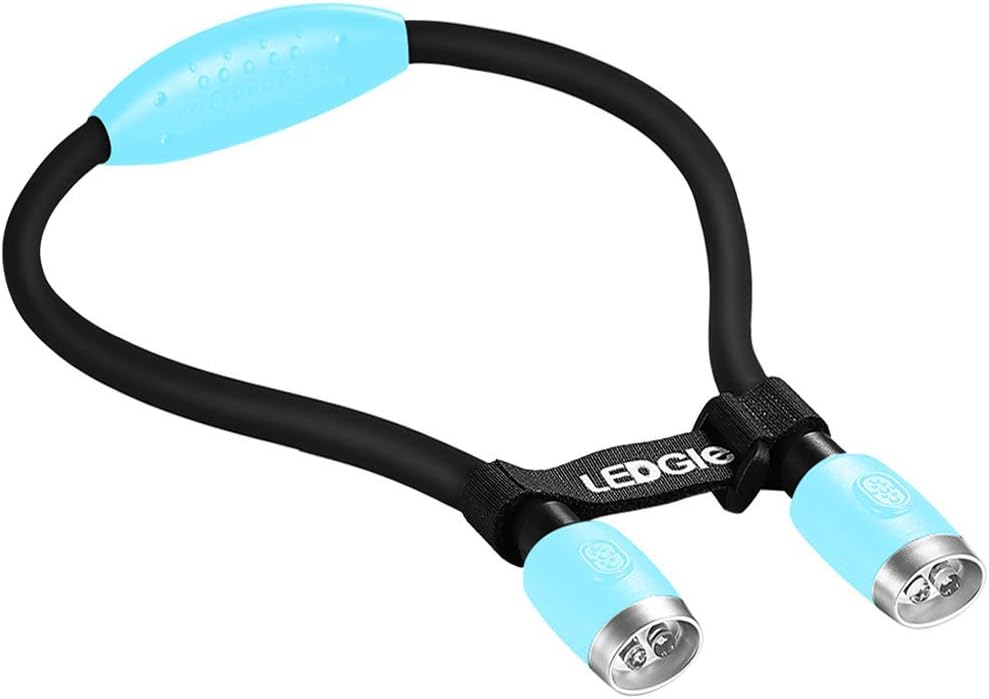 LEDGLE Neck Light for Reading, USB Rechargeable LED Book Light, Hands Free Knitting Lights, Flexible Arm 6 Level Brightness 6500-7000K