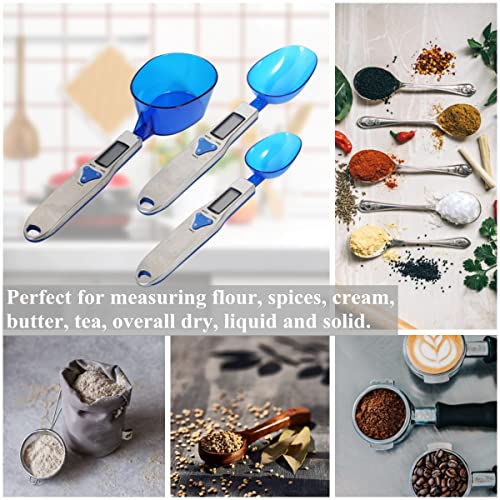 Miniatura 6 de Yoidesu - Báscula digital de cocina, cuchara medidora electrónica de gramos, 17.64 oz0.00 oz, cuchara digital azul con 3 cucharas medidoras para