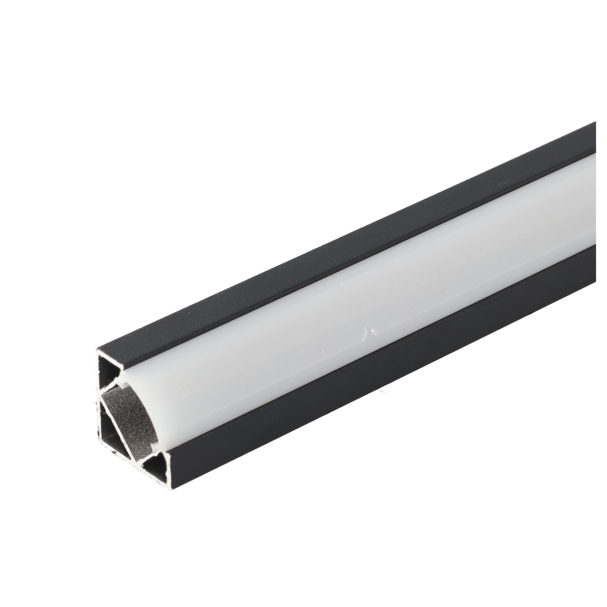 JANDEI - Lot de 6 Profilés en Aluminium 1 Mètre pour Rubans LED, Diffuseur Blanc Semi-Transparent, Comprend des Accessoires (Noir, Profil d'angle)