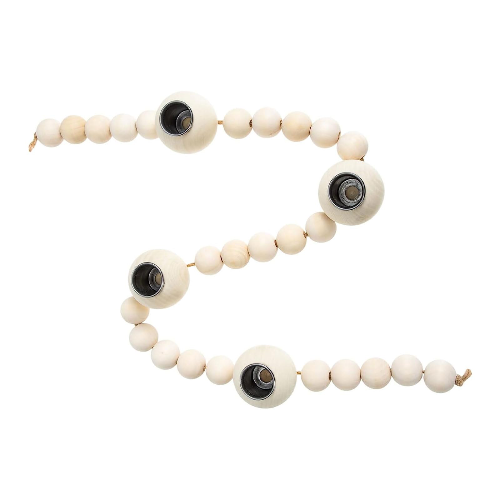 Kalttoy Wooden Beads Holder for 4Candles Holder Stands for Birthday Table Valentines Decoration Wood Wreath Tapered