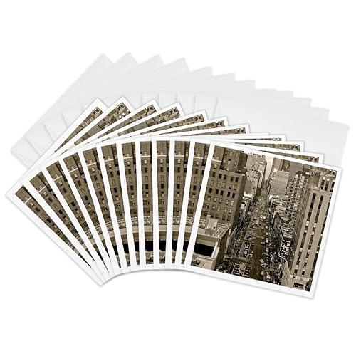 Cartes de vœux New York 8e Avenue photo sépia de Manhattan pour correspondance vintage 12 pièces