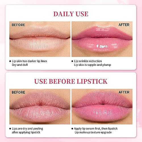 Gepflegtes Rosa Lippenserum, Lippenserumöl, Faltenreduzierende Formel für Pralle Lippen Feuchtigkeit Brillanz Leichte und Samtige Textur