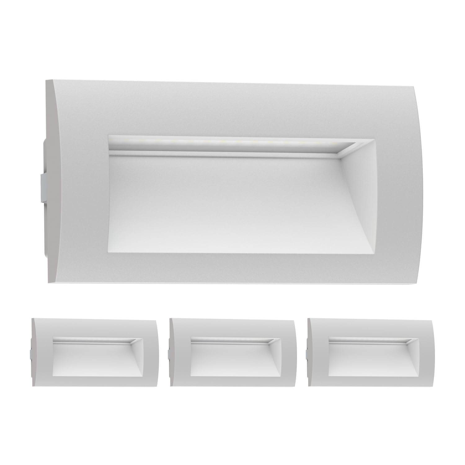 ledscom.de 4x LED Wandeinbauleuchte ZIBAL, Downlight für außen, IP65 matt, 140 x 70mm, 3,3 W, 223lm, kaltweiß