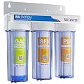 Max Water 3 Stage (Good for City & Cottage Water) 10 inch Standard Water Filtration System for Whole House - Pleated Sediment + Sediment + GAC - ¾ Inlet/Outlet - Model : WH-SC7