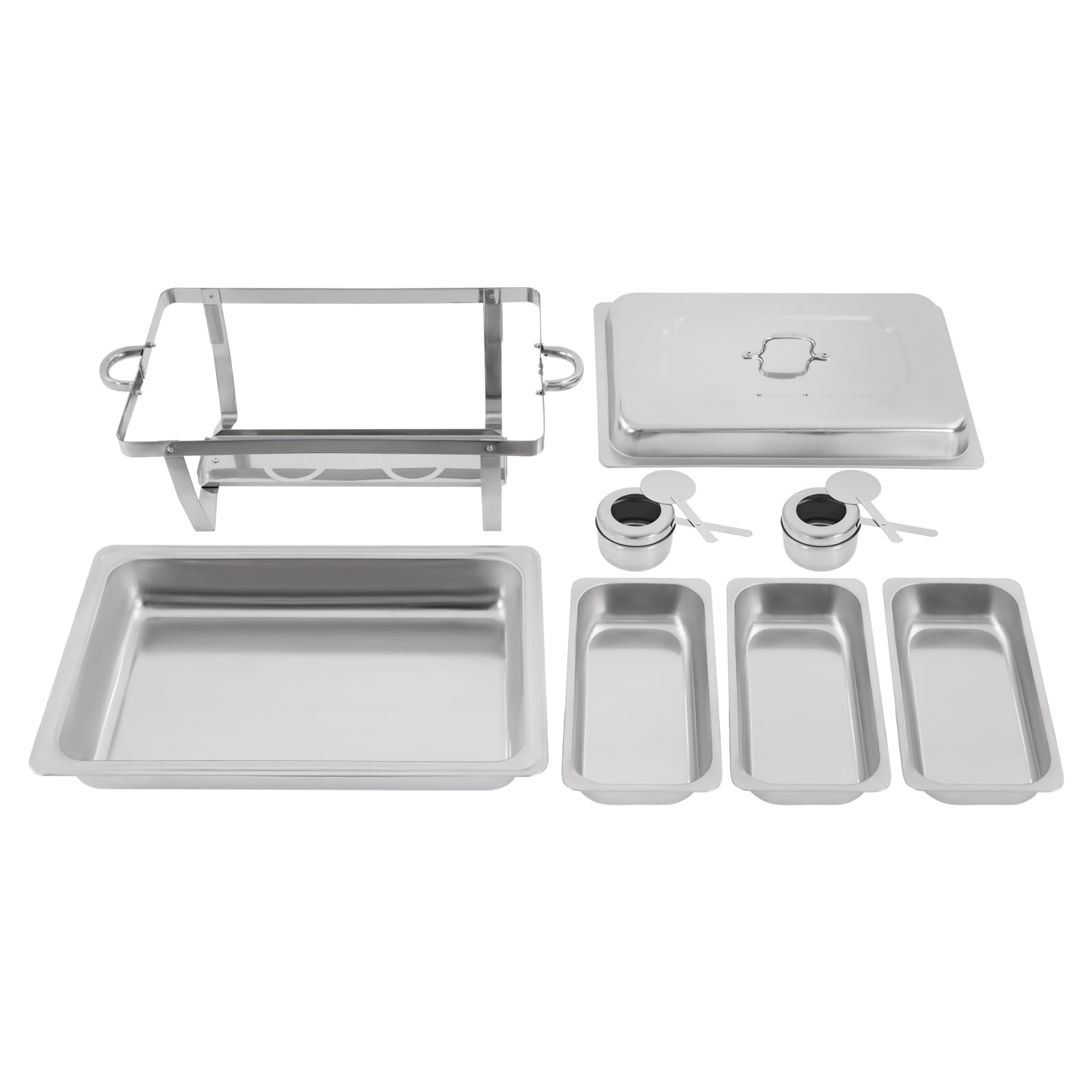 Set scaldavivande per buffet, scaldavivande rettangolare con 3 scomparti per alimenti, set scaldavivande in acciaio inox per ristoranti, buffet, hotel