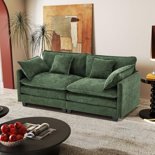 Image of 77.6 inch Modular Sectional Sofa,Loveseat Couch for Living Room, Modern Deep Seat Sofa 2 Seater Chenille Fabric Comfy Cloud Couches with Throw Pillows for Apartment,Small Spaces