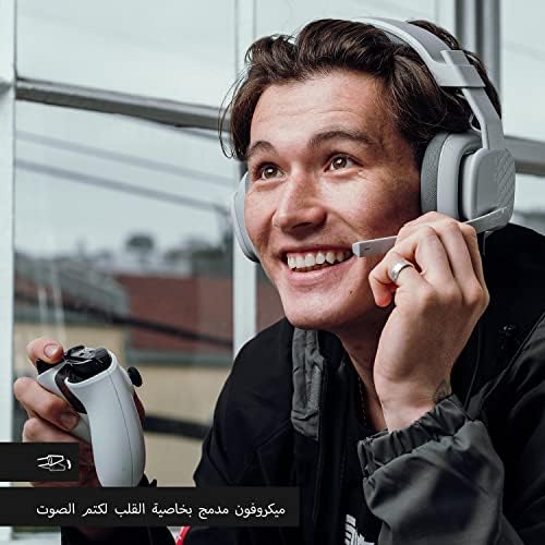 سماعة الاذن السلكية للالعاب A10 الجيل الثاني من استرو - مزودة بميكروفون قابل للطي لكتم الصوت مع مكبر صوت داخلي بحجم 32 ملم، متوافقة مع الكمبيوتر - لون رمادي