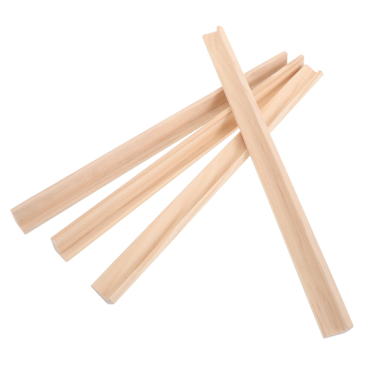 BESPORTBLE Wooden Domino Trays 4 Pack Unfinished Single Row Tile Holders for Mexican Train Mahjong Domino Board Game Accessories Letter Card Display Rack