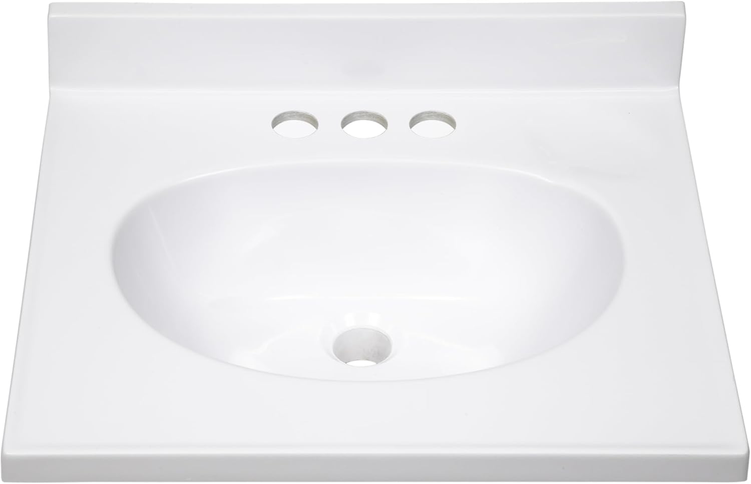 design house cultured marble vanity top, 19 in w x 17 in d, integrated 4 in centerset oval sink & backsplash, solid white, 586172