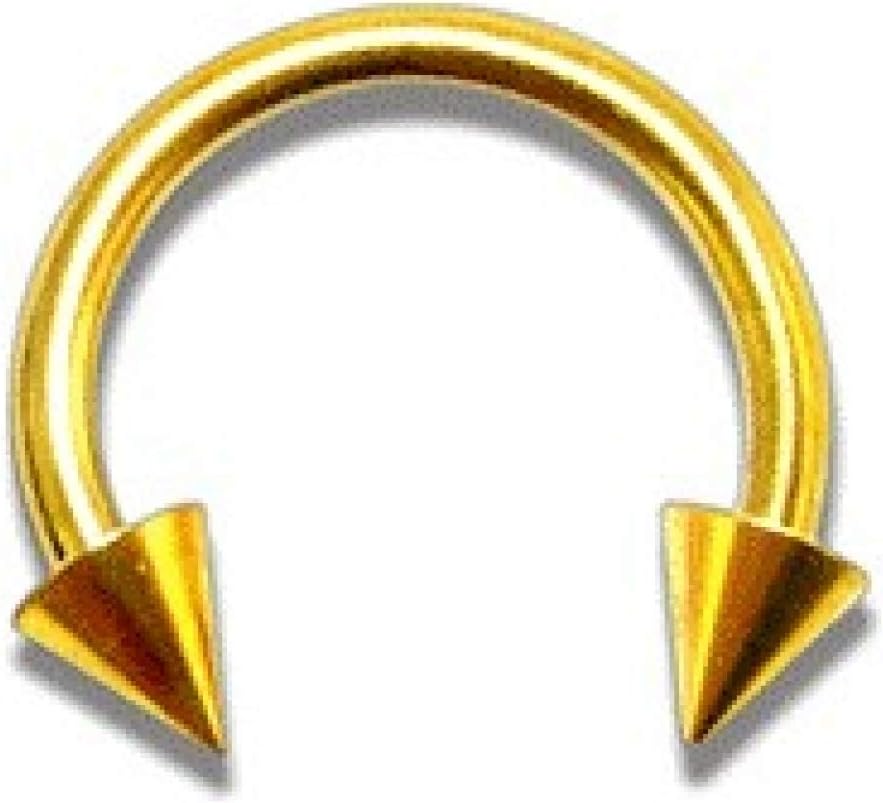 VOTREPIERCING Gold Anodized Circular Barbell w/Spikes Piercing Jewel - 1.2 x 10(3/8") x 3 mm