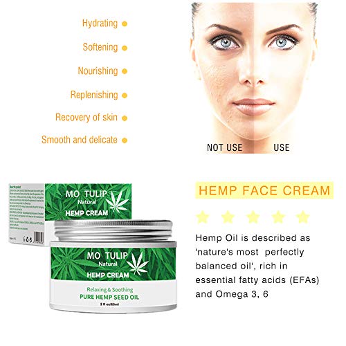 MO TULIP Hemp Oil Face Cream, Hyaluronic Acid Hydrating Relives Dry Skin, Anti-Aging, Anti Wrinkle, Relax & Soothing… - Image 4