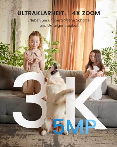 CZEview 3K 5MP Überwachungskamera Innen, 2,4/5Ghz Dual-Band WLAN Kamera Überwachung Innen, Hundekamera Haustierkamera mit APP, 360° Kamera Indoor, Zwei-Wege-Audio, Nachtsicht, AI Bewegungserkennung