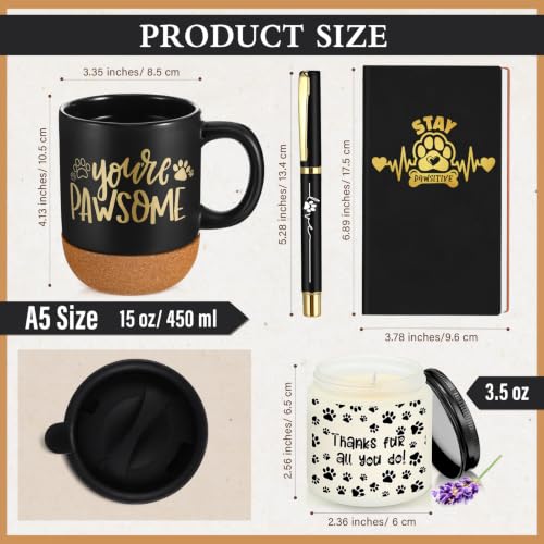 Sayglossy 4 Pcs Vet Tech Week Gift Notebook Coffee Mug Scented Candle Pen(Vet Tech,Black) - Image 2