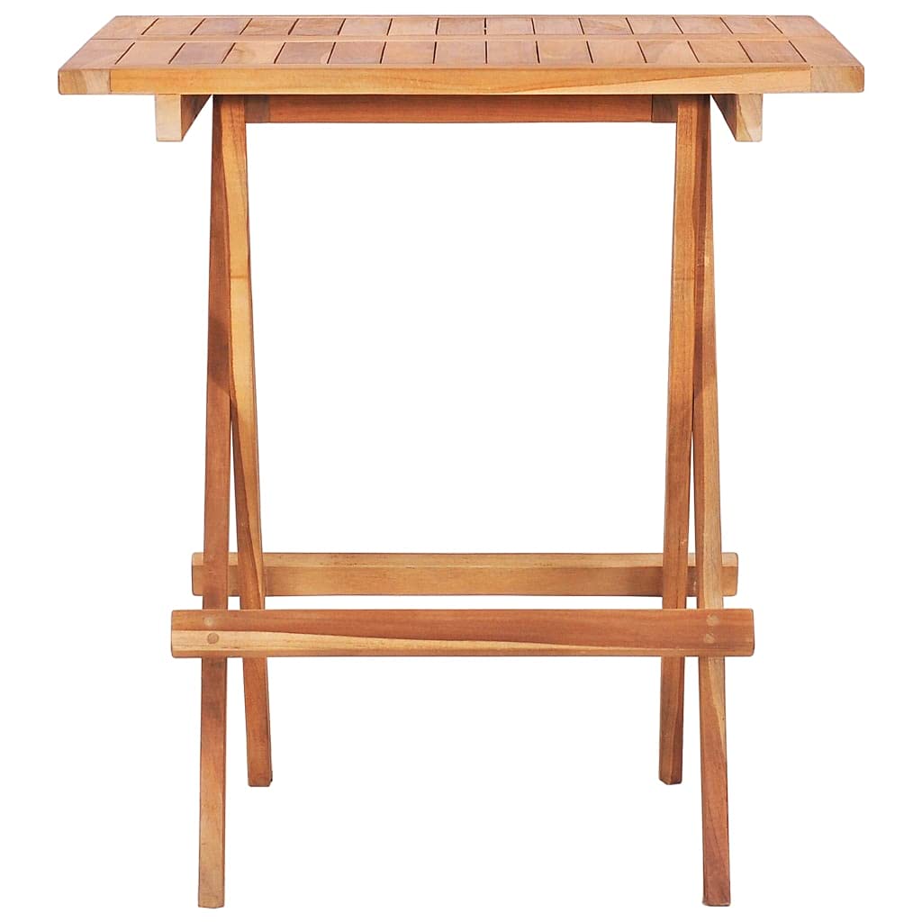 Składany stół bistro z litego drewna tekowego, 60 x 60 x 65 cm, stół ogrodowy do użytku wewnątrz i na zewnątrz, składany stół drewniany o gładkiej powierzchni