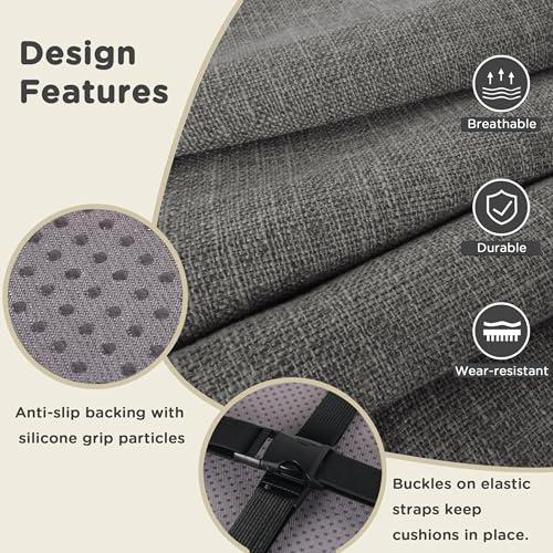 Image of AddGrace Anti-Slip Bar Stool Cushions Square Bar Stool Seat Cushions with Ties Set of 6 Small Square Chair Pads with Machine Washable Cover 12 inchX12 inchX2 inch (Dark Grey)