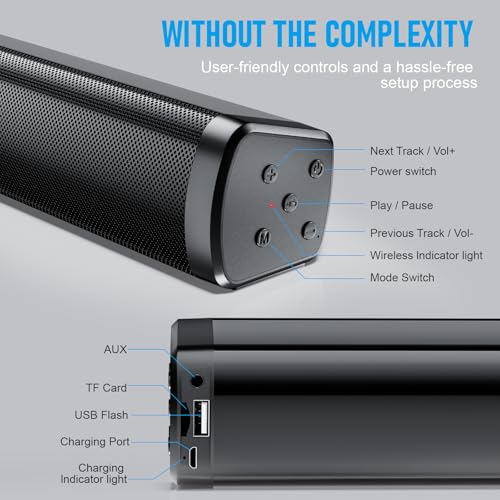 Dnil Portable Slim Sound Bar, Wireless Bluetooth Speaker, a Rechargeable Bluetooth Speaker for Indoor & Outdoor Use, Great for TV, Music, Exercise, Beach, and Travel. - image 3