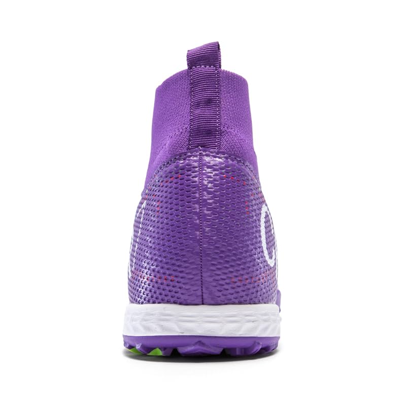 High Top Soccer Cleats, Black Pink Purple, Mesh Polyester, Anti-Slip Training Shoes, Professional Football Boots with Rubber Sole for Youth Adults4