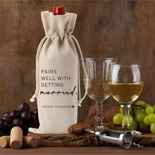 Image of Married Wine Bag Married Gifts for Couples Mr Mrs Marriage Honeymoon Gift | Wedding Party Decorations Getting Engaged Wine Accessory Sets Champagne Bottle Wraps Bags