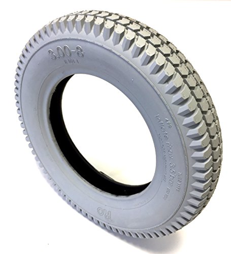 Rollstuhlreifen 3.00-8, 4PR, grau, kräftiges Blockprofil, Stabiler Reifenaufbau, Rollstuhl Reifen für Elektromobil, Scooter, E-Rollstuhl