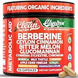 Clean Nutra Berberine and Ceylon Cinnamon Supplement Bitter Melon Glucomannan Gymnema Sylvestre Chromium Moringa Milk Thistle Turmeric Apple Cider Vinegar Digestive Enzymes Inositol Pills 90 Capsules