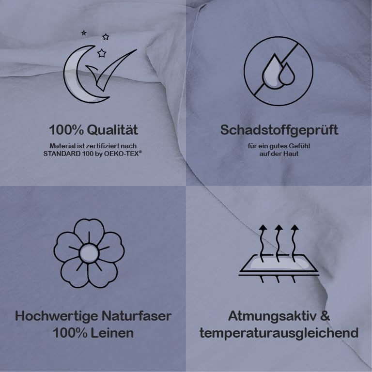 BLUE MOON Linen Bed Linen Stone-Washed, 2-Piece, Luxury Bed Linen Made from 100% Linen, Made in the EU, Linen Bedding - Image 2