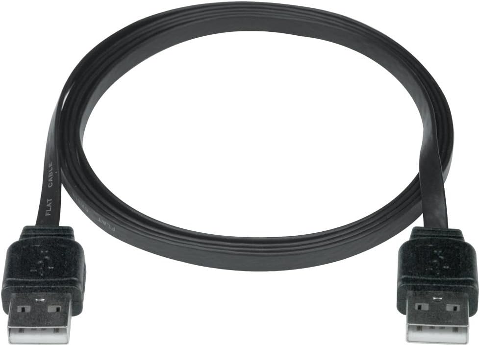 Super Flat USB 2.0 Cable, Male A to Male A, Black, 10 Feet