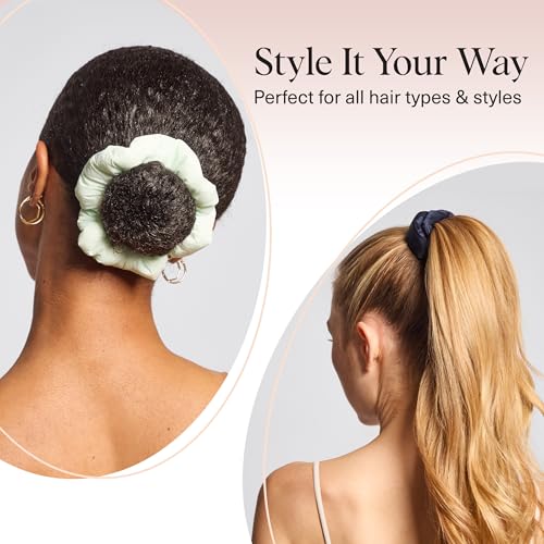 Image of Kitsch Scrunchies for Women - No Crease Hair Ties No Damage | Soft Polyester Scrunchies for All Hair Types | Stylish & Comfortable, For Ponytails & Buns | Ideal Gifts for Women - Garden Bouquet, 3pcs