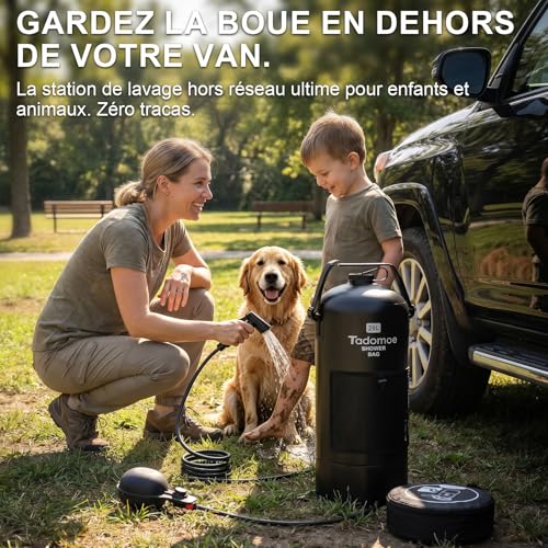Sac de douche extérieur pliable 20l avec pommeau de douche camping - 4