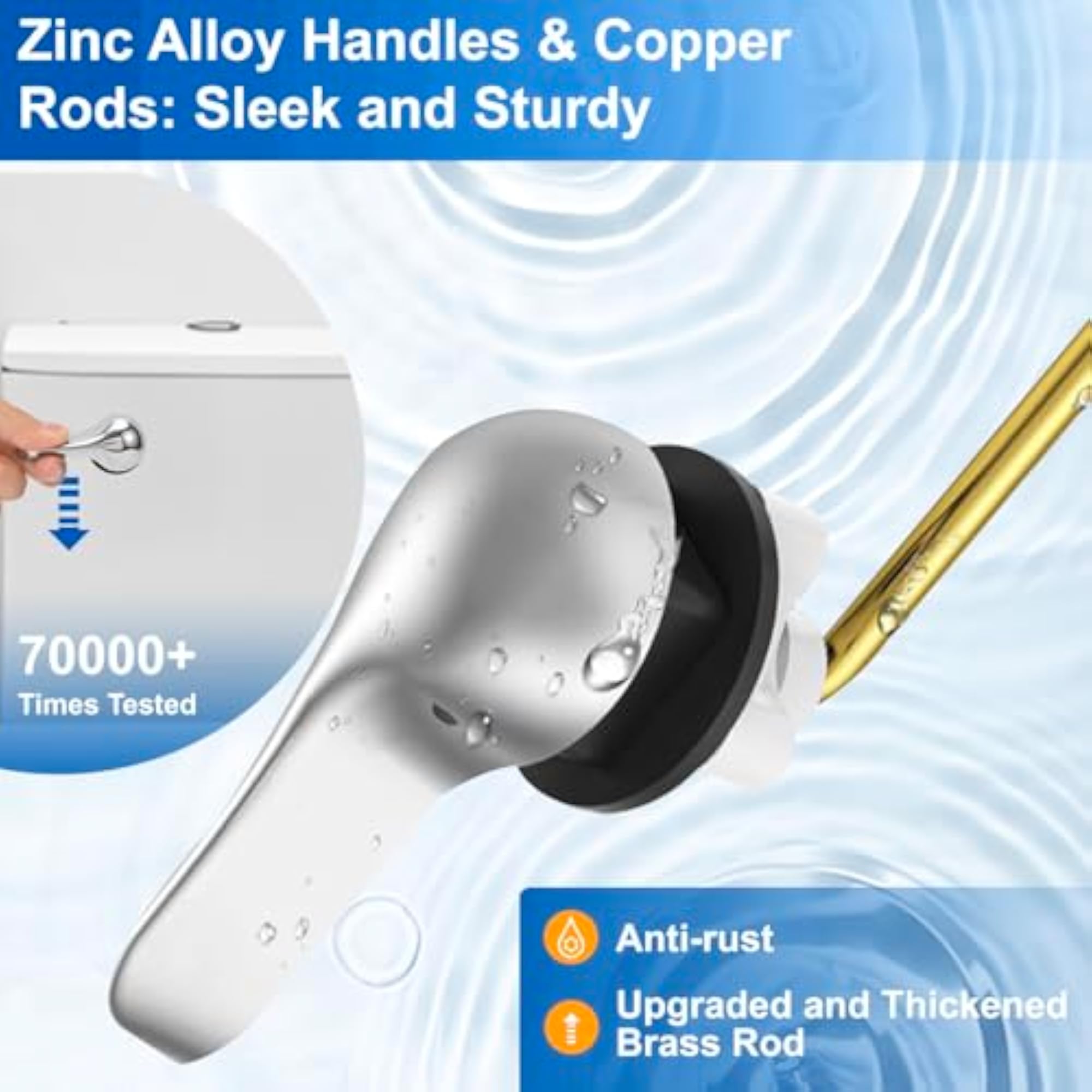 Universal Toilet Flush Handle Kit with Zinc Alloy Lever