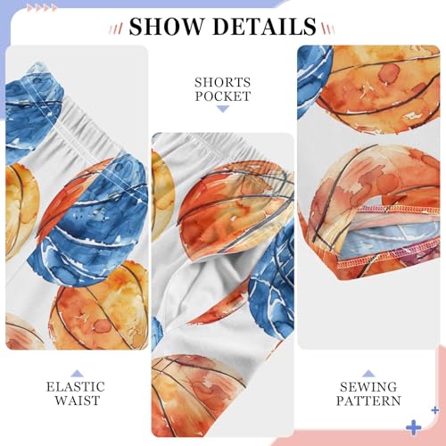 ALAZA Multicolor Basketball Ball White Pajama Pants Long Sleep Pant Pajama Bottoms Elastic Waist with Pockets4